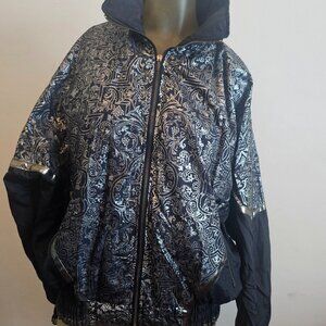 Womens Vintage Clipper Bay Zipup Medium Black Windbreaker Jacket (ZIPPER LOOSE)